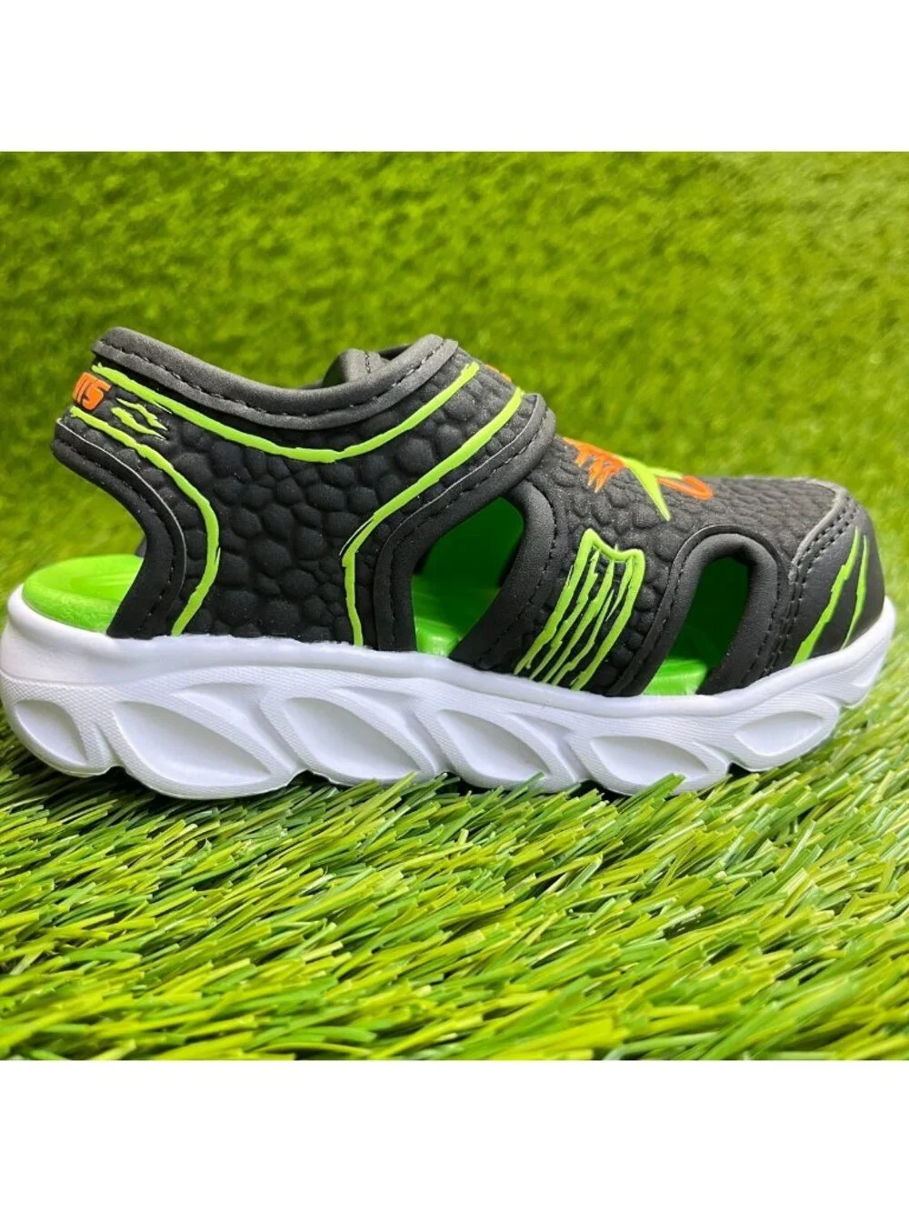 Skechers Hypno-Flash Hydro Fun Boys Size 8C Black Beach Walking Outdoor Sandals